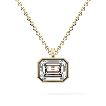 2 CT Emerald Lab-Grown Diamond Solitaire & Bezel Necklace