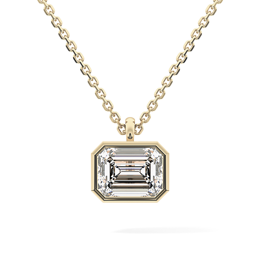 2 CT Emerald Lab-Grown Diamond Solitaire & Bezel Necklace