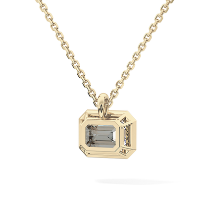 2 CT Emerald Lab-Grown Diamond Solitaire & Bezel Necklace