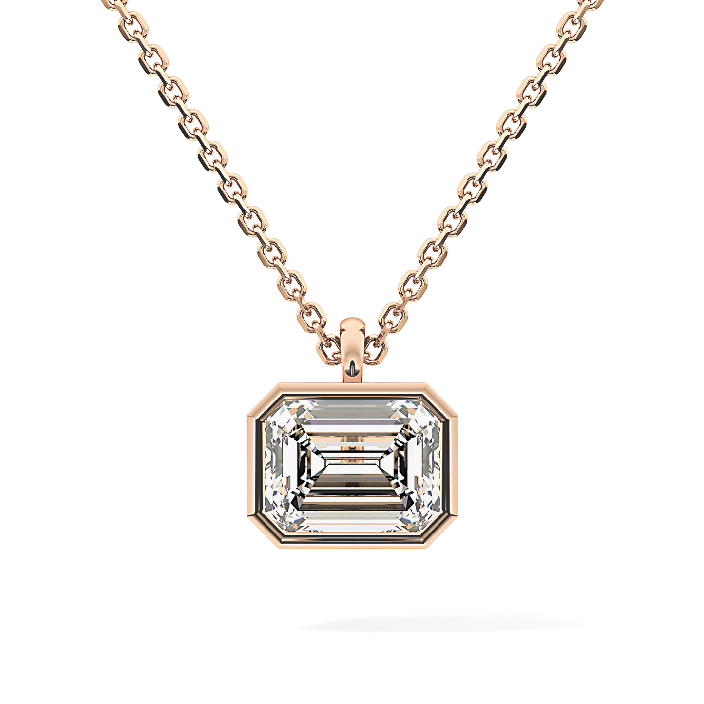 2 CT Emerald Lab-Grown Diamond Solitaire & Bezel Necklace