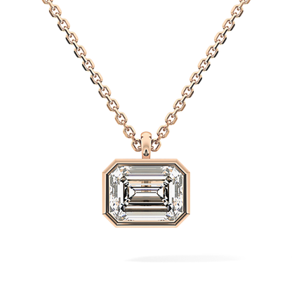 2 CT Emerald Lab-Grown Diamond Solitaire & Bezel Necklace