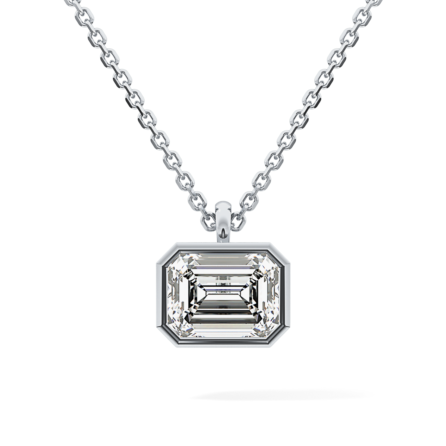 2 CT Emerald Lab-Grown Diamond Solitaire & Bezel Necklace