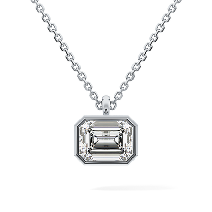 2 CT Emerald Lab-Grown Diamond Solitaire & Bezel Necklace