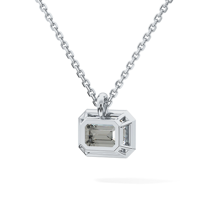 2 CT Emerald Lab-Grown Diamond Solitaire & Bezel Necklace