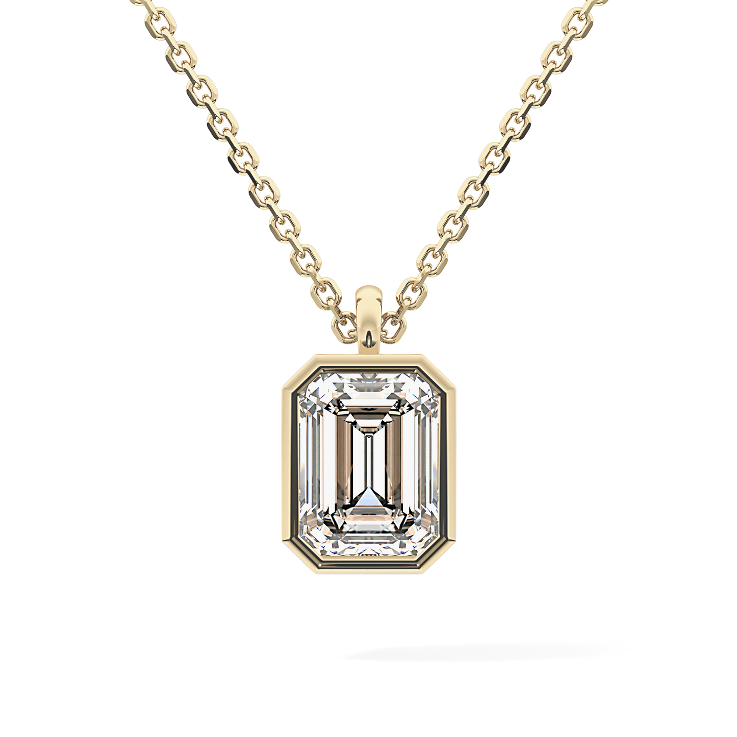 2 CT Emerald Lab-Grown Diamond Solitaire & Bezel Necklace