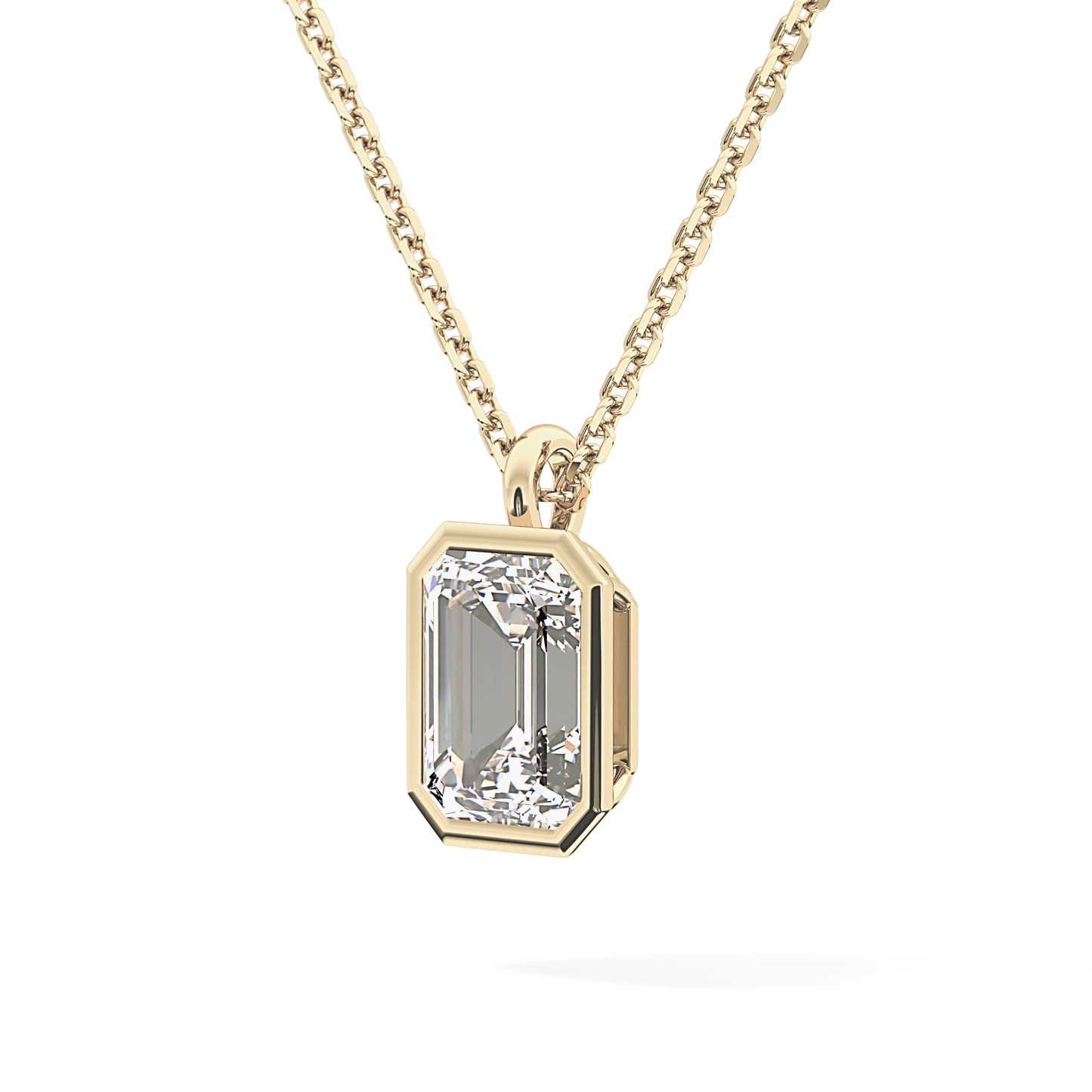2 CT Emerald Lab-Grown Diamond Solitaire & Bezel Necklace