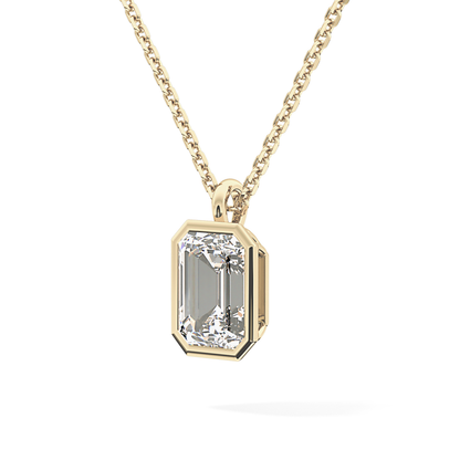 2 CT Emerald Lab-Grown Diamond Solitaire & Bezel Necklace