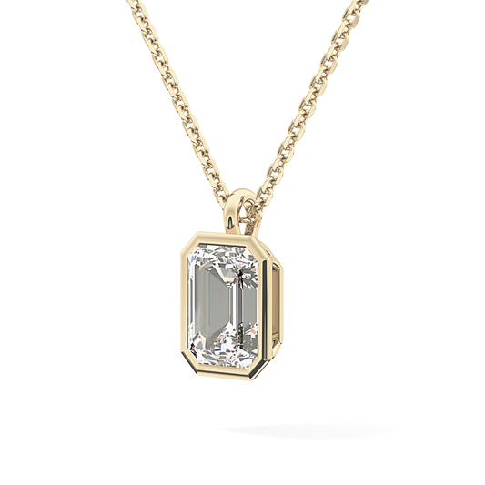 2 CT Emerald Lab-Grown Diamond Solitaire & Bezel Necklace
