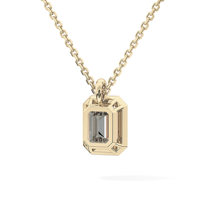 2 CT Emerald Lab-Grown Diamond Solitaire & Bezel Necklace