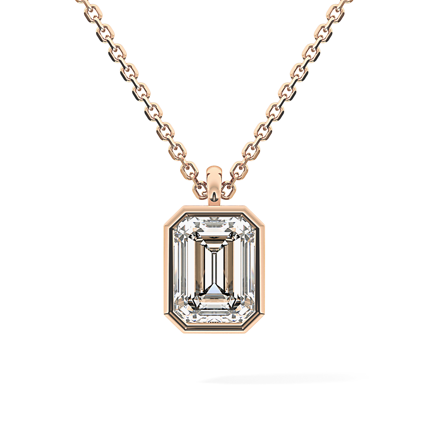 2 CT Emerald Lab-Grown Diamond Solitaire & Bezel Necklace