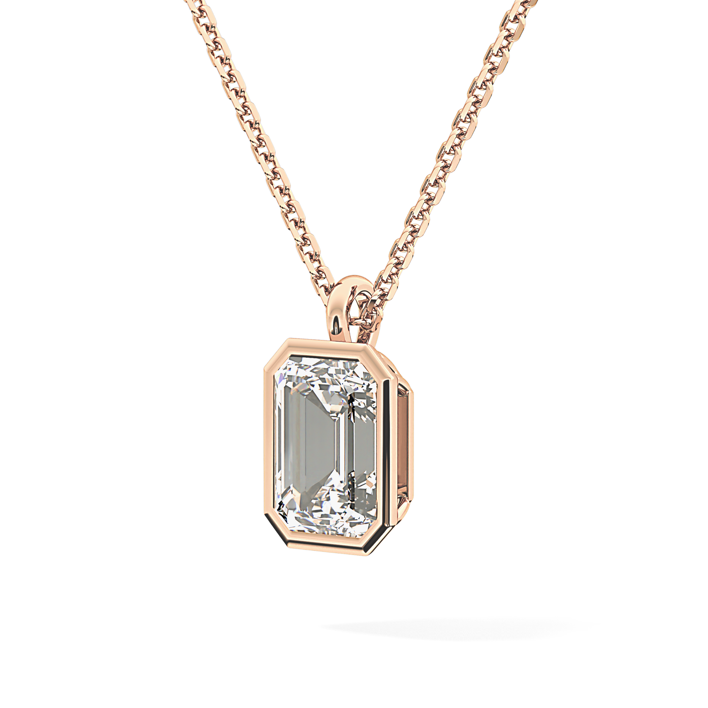 2 CT Emerald Lab-Grown Diamond Solitaire & Bezel Necklace