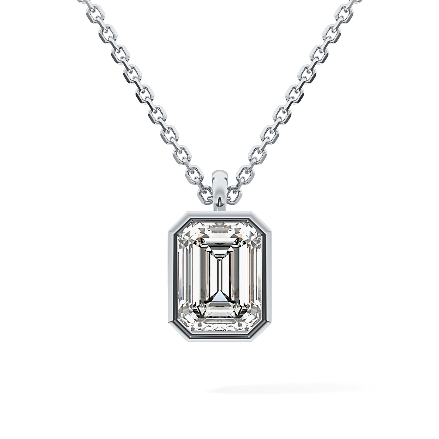 2 CT Emerald Lab-Grown Diamond Solitaire & Bezel Necklace