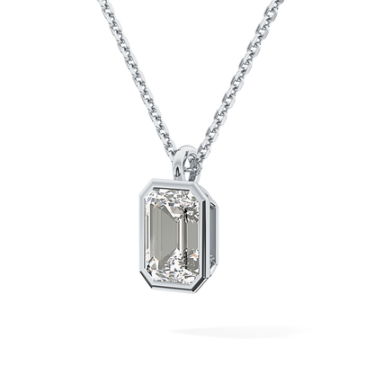 2 CT Emerald Lab-Grown Diamond Solitaire & Bezel Necklace