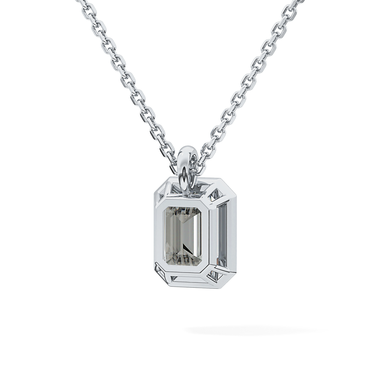 2 CT Emerald Lab-Grown Diamond Solitaire & Bezel Necklace