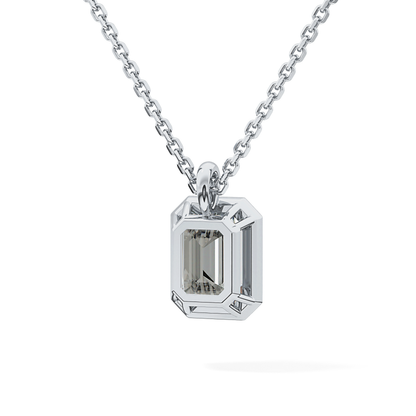 2 CT Emerald Lab-Grown Diamond Solitaire & Bezel Necklace