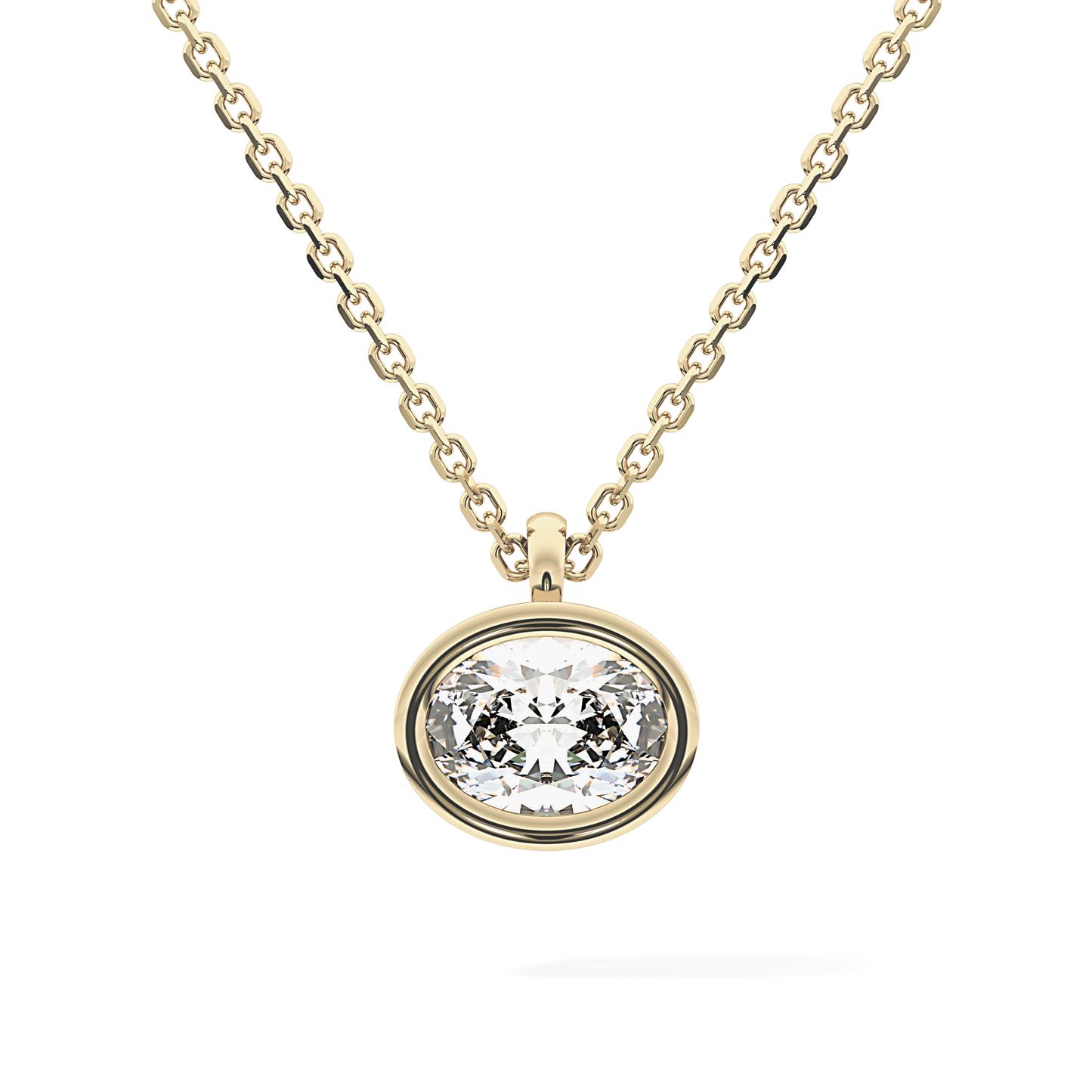2 CT Oval Lab-Grown Diamond Solitaire & Bezel Necklace