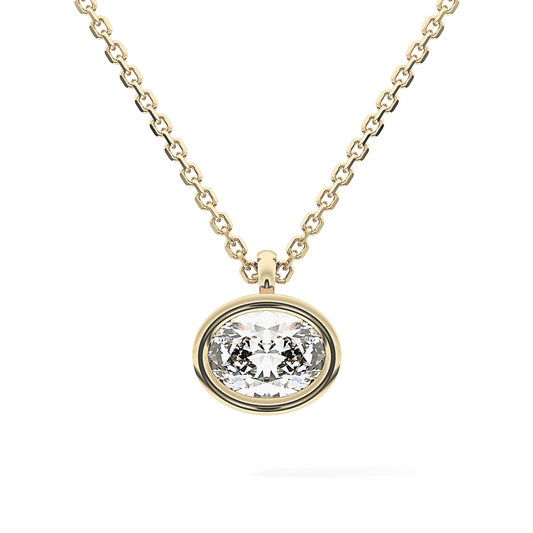 2 CT Oval Lab-Grown Diamond Solitaire & Bezel Necklace