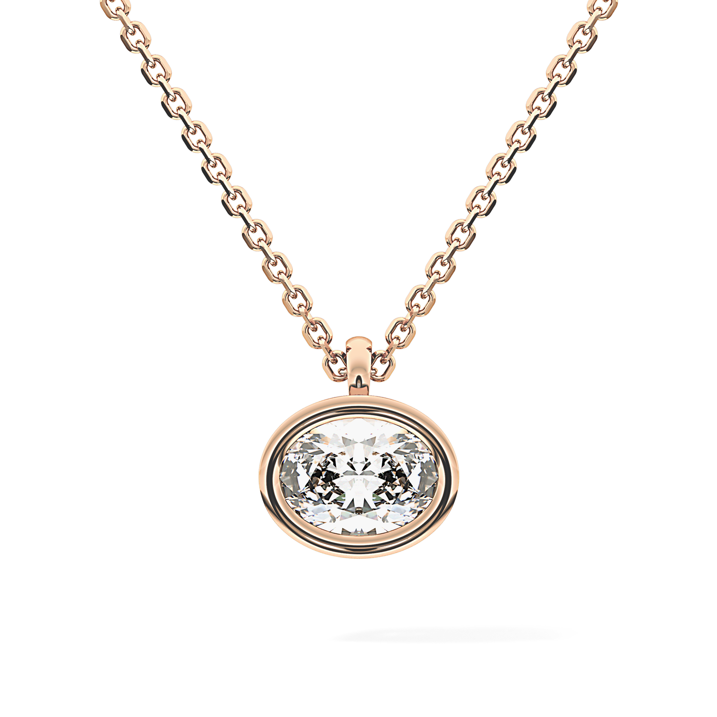 2 CT Oval Lab-Grown Diamond Solitaire & Bezel Necklace