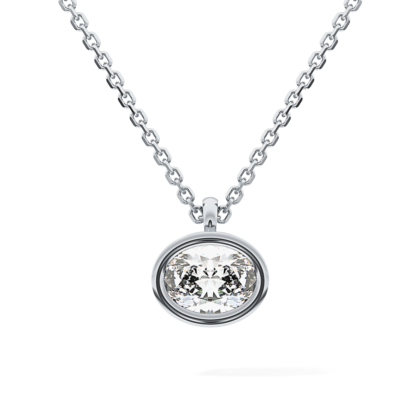 2 CT Oval Lab-Grown Diamond Solitaire & Bezel Necklace