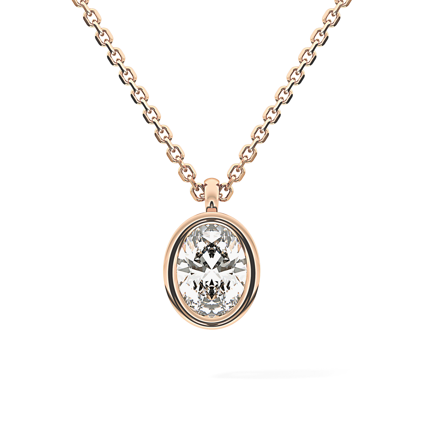 2 CT Oval Lab-Grown Diamond Bezel Necklace