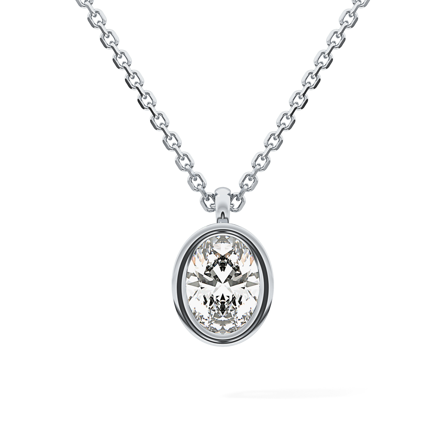 2 CT Oval Lab-Grown Diamond Bezel Necklace