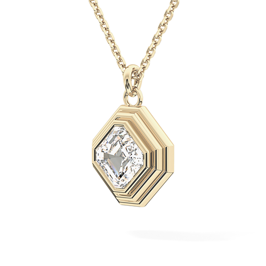 2 CT Asscher Lab-Grown Diamond Solitaire & Bezel Necklace