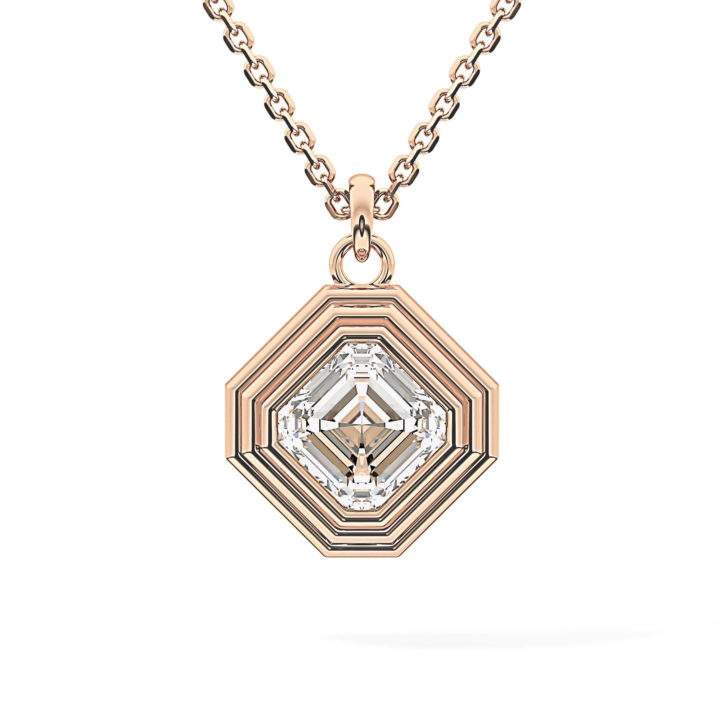 2 CT Asscher Lab-Grown Diamond Solitaire & Bezel Necklace