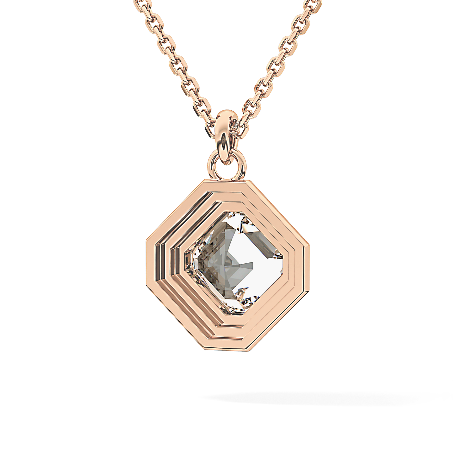 2 CT Asscher Lab-Grown Diamond Solitaire & Bezel Necklace
