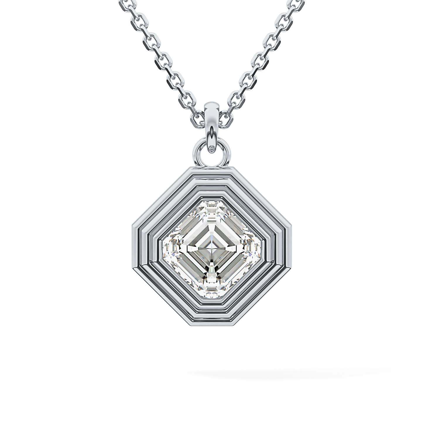 2 CT Asscher Lab-Grown Diamond Solitaire & Bezel Necklace