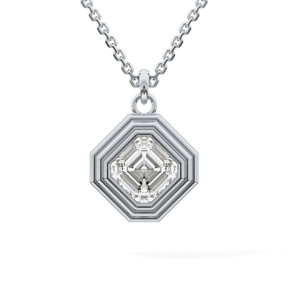 2 CT Asscher Lab-Grown Diamond Solitaire & Bezel Necklace