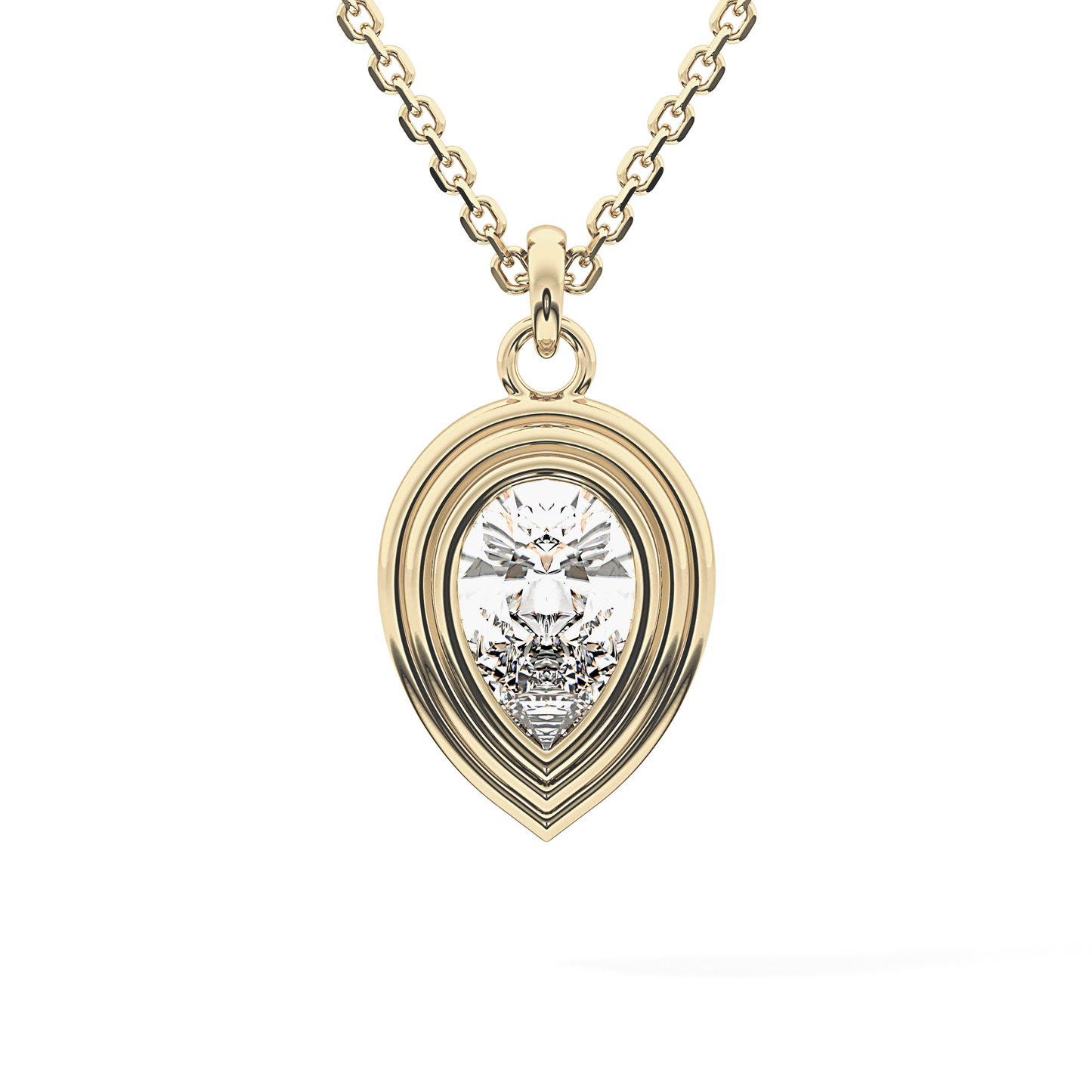 2 CT Pear Lab-Grown Diamond Solitaire & Bezel Necklace