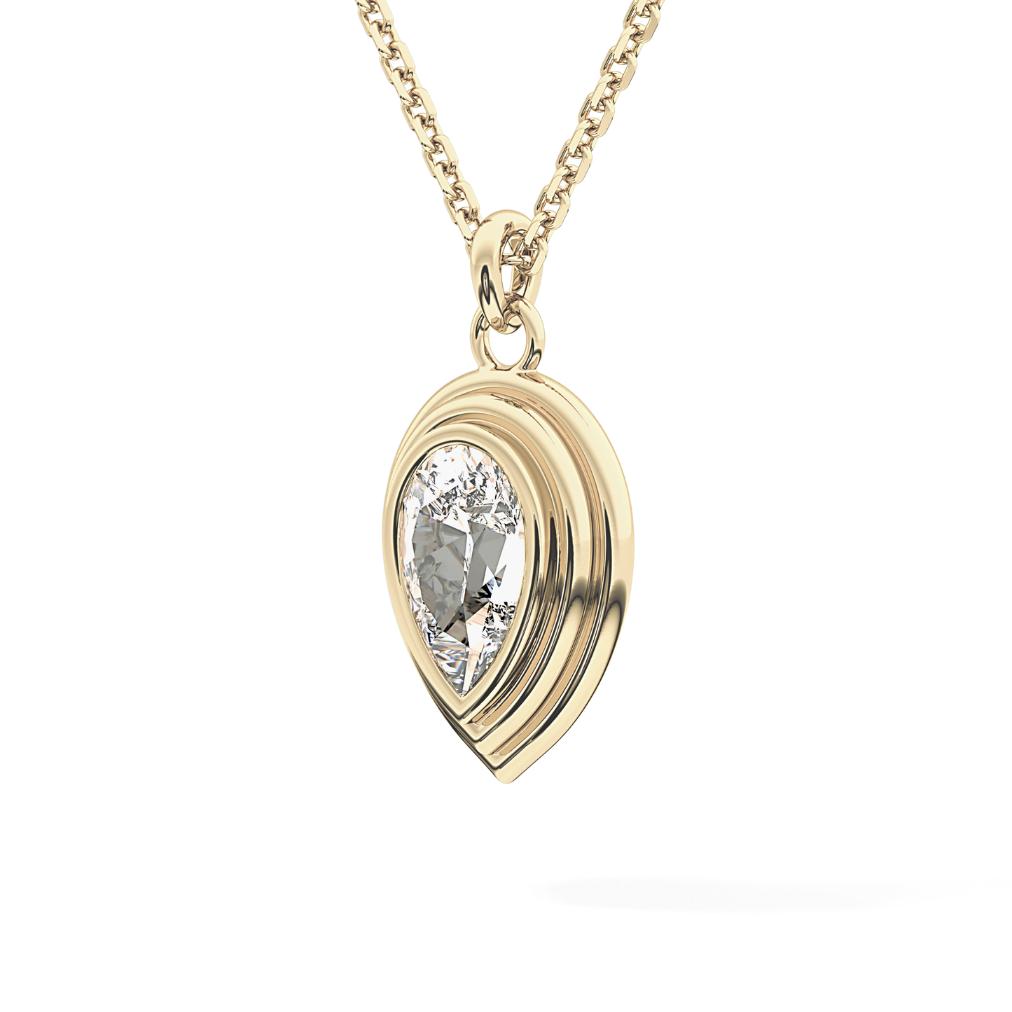2 CT Pear Lab-Grown Diamond Solitaire & Bezel Necklace