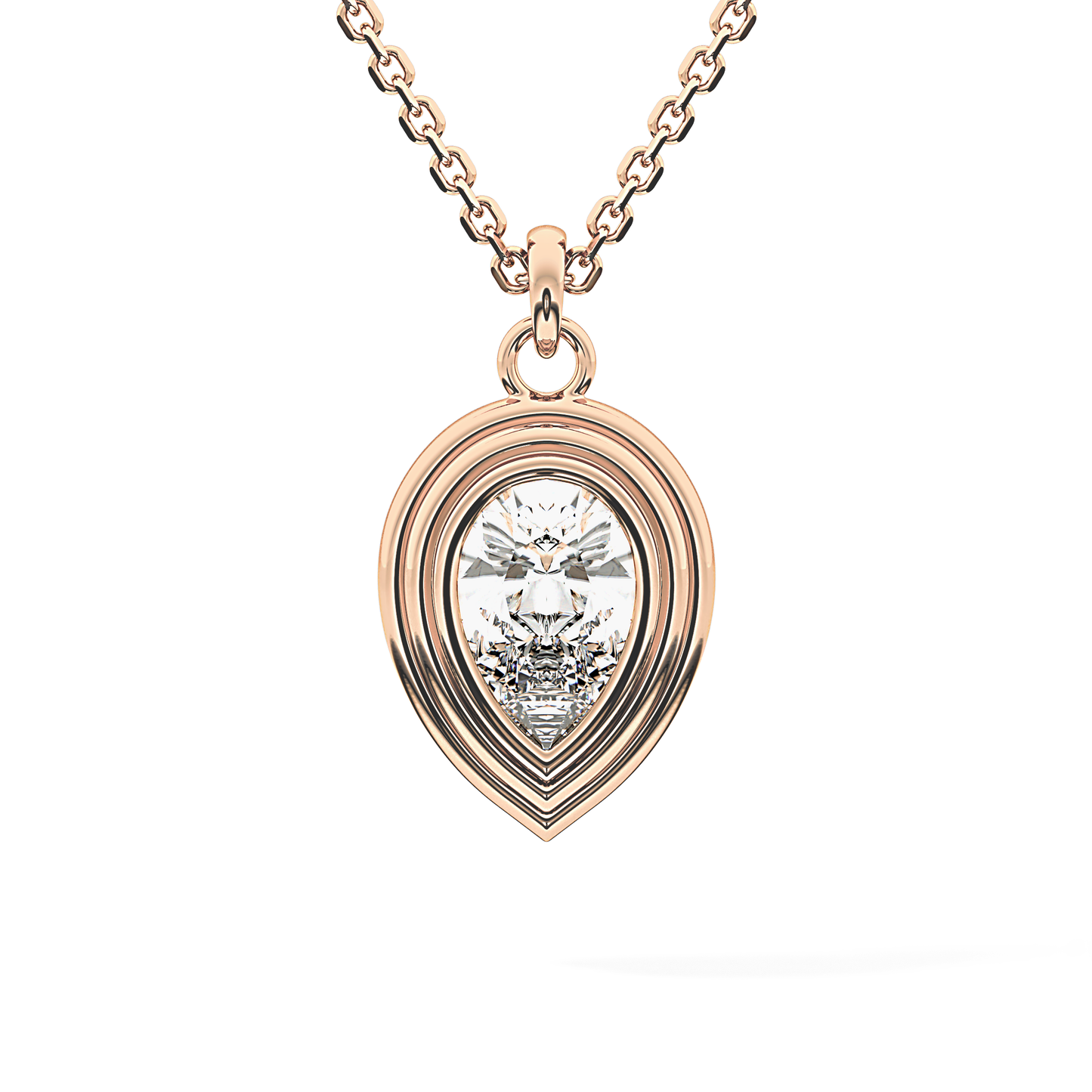 2 CT Pear Lab-Grown Diamond Solitaire & Bezel Necklace