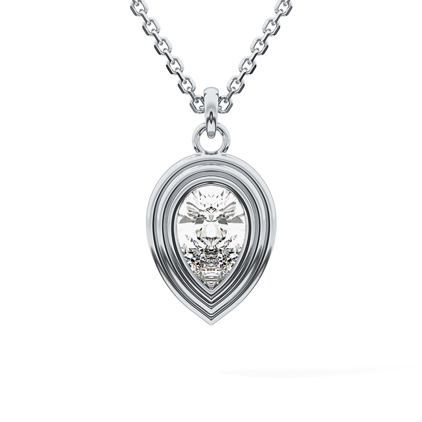 2 CT Pear Lab-Grown Diamond Solitaire & Bezel Necklace