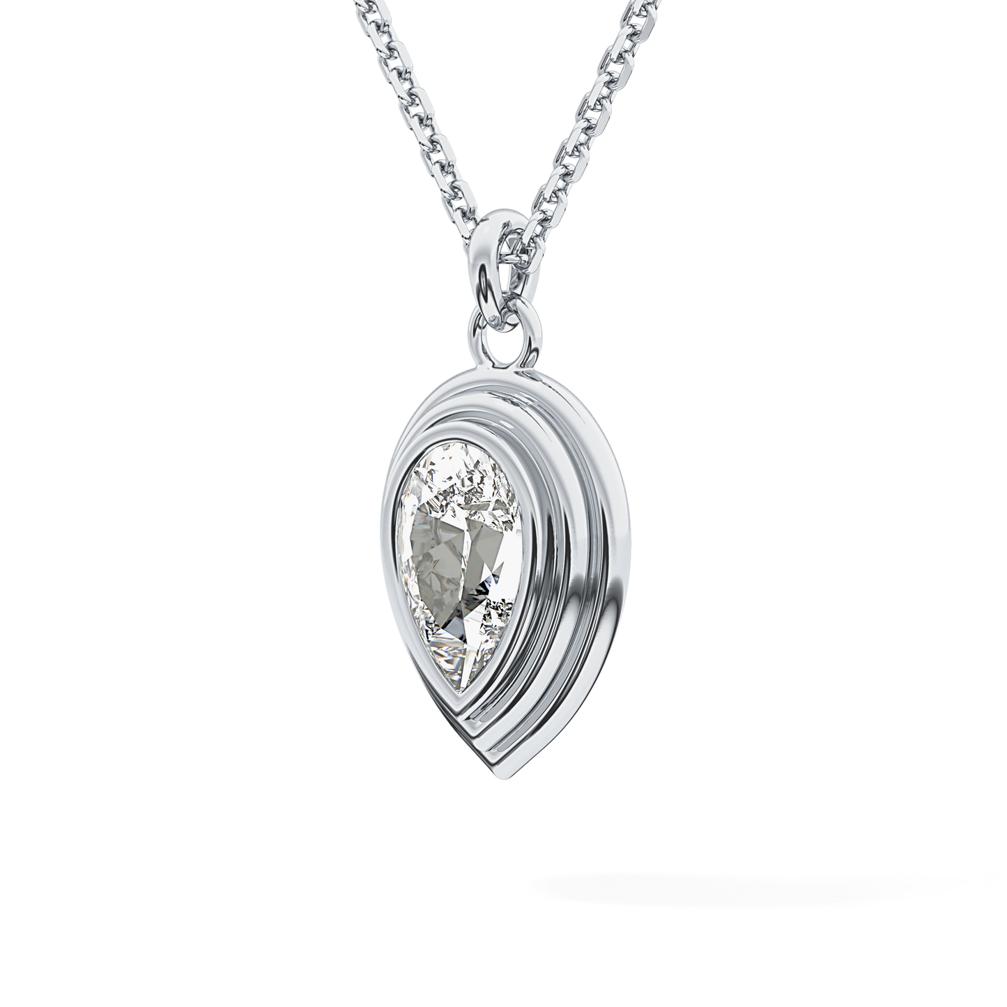 2 CT Pear Lab-Grown Diamond Solitaire & Bezel Necklace