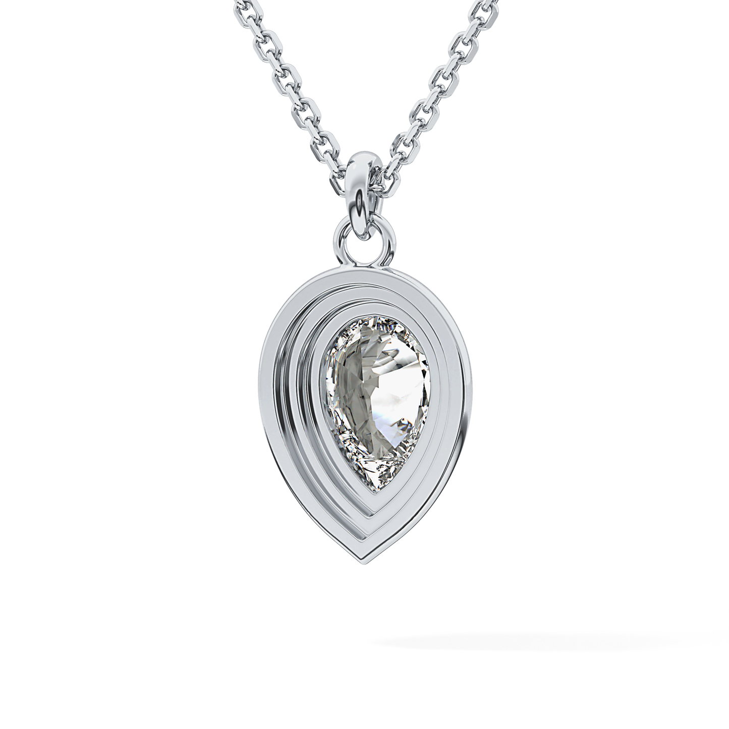 2 CT Pear Lab-Grown Diamond Solitaire & Bezel Necklace