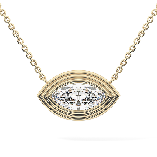 2 CT Marquise Lab-Grown Diamond Solitaire & Bezel Necklace