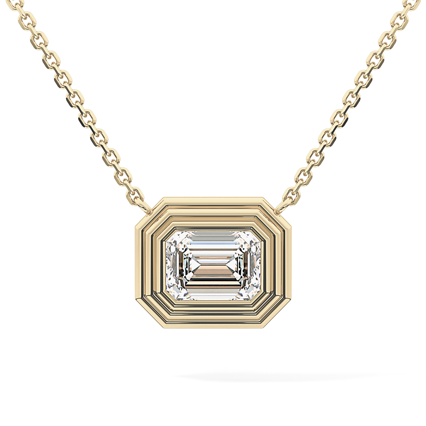2 CT Emerald Lab-Grown Diamond Solitaire & Bezel Necklace