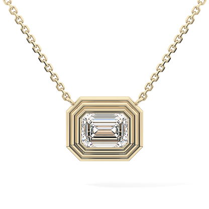 2 CT Emerald Lab-Grown Diamond Solitaire & Bezel Necklace
