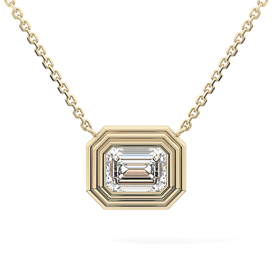 2 CT Emerald Lab-Grown Diamond Solitaire & Bezel Necklace