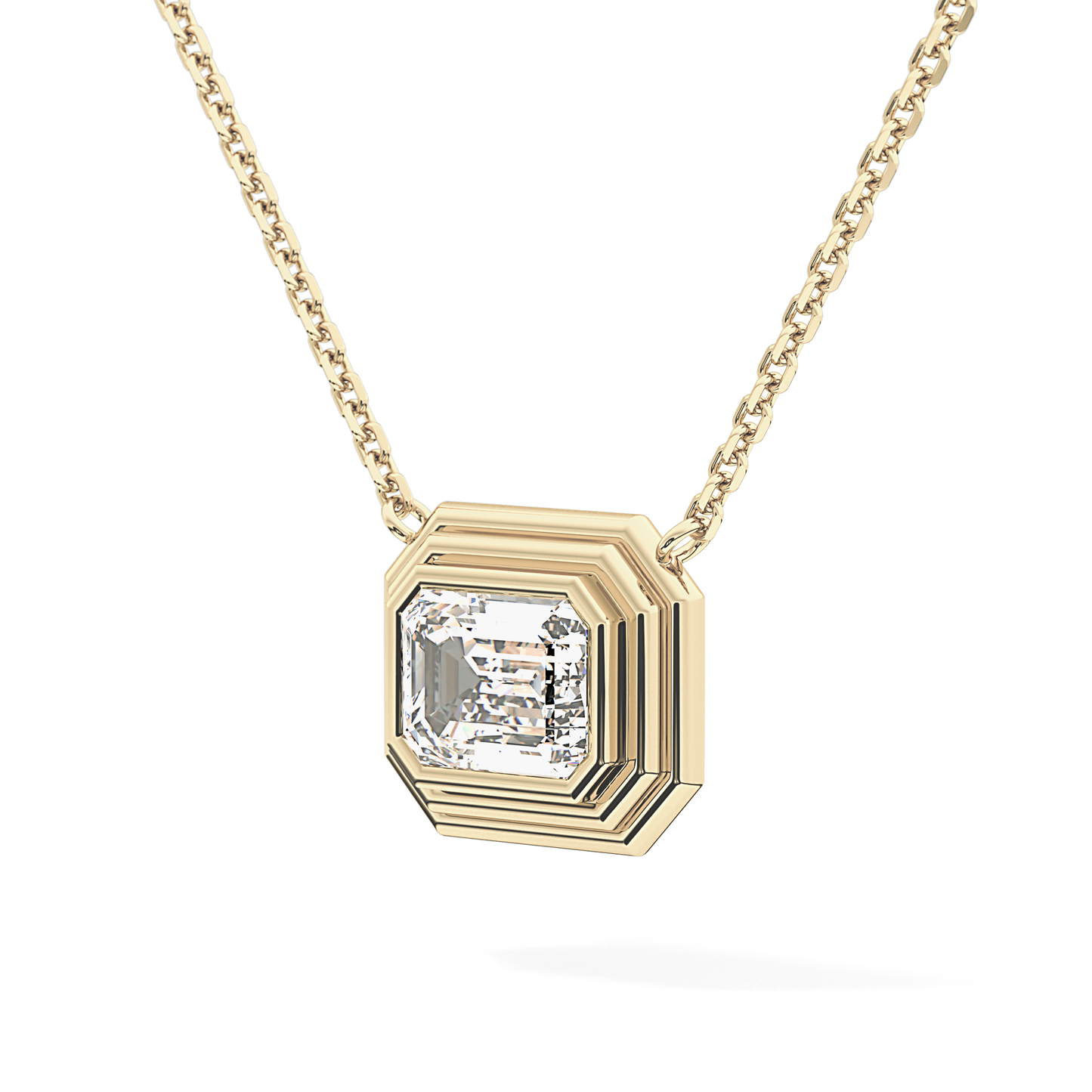 2 CT Emerald Lab-Grown Diamond Solitaire & Bezel Necklace