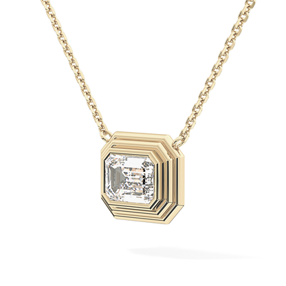 2 CT Emerald Lab-Grown Diamond Solitaire & Bezel Necklace
