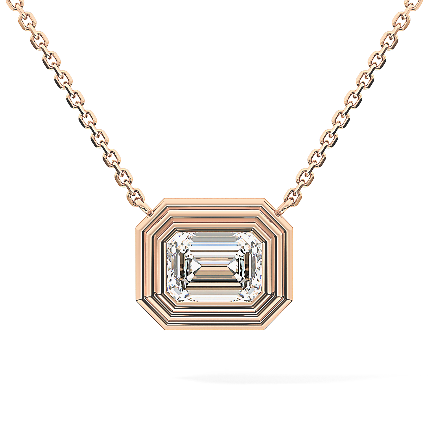 2 CT Emerald Lab-Grown Diamond Solitaire & Bezel Necklace