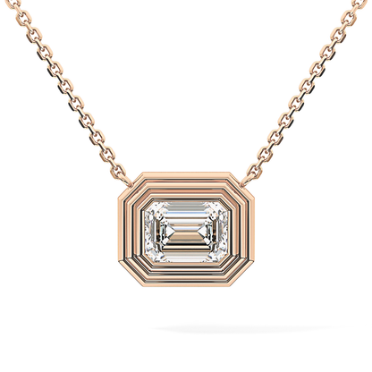 2 CT Emerald Lab-Grown Diamond Solitaire & Bezel Necklace