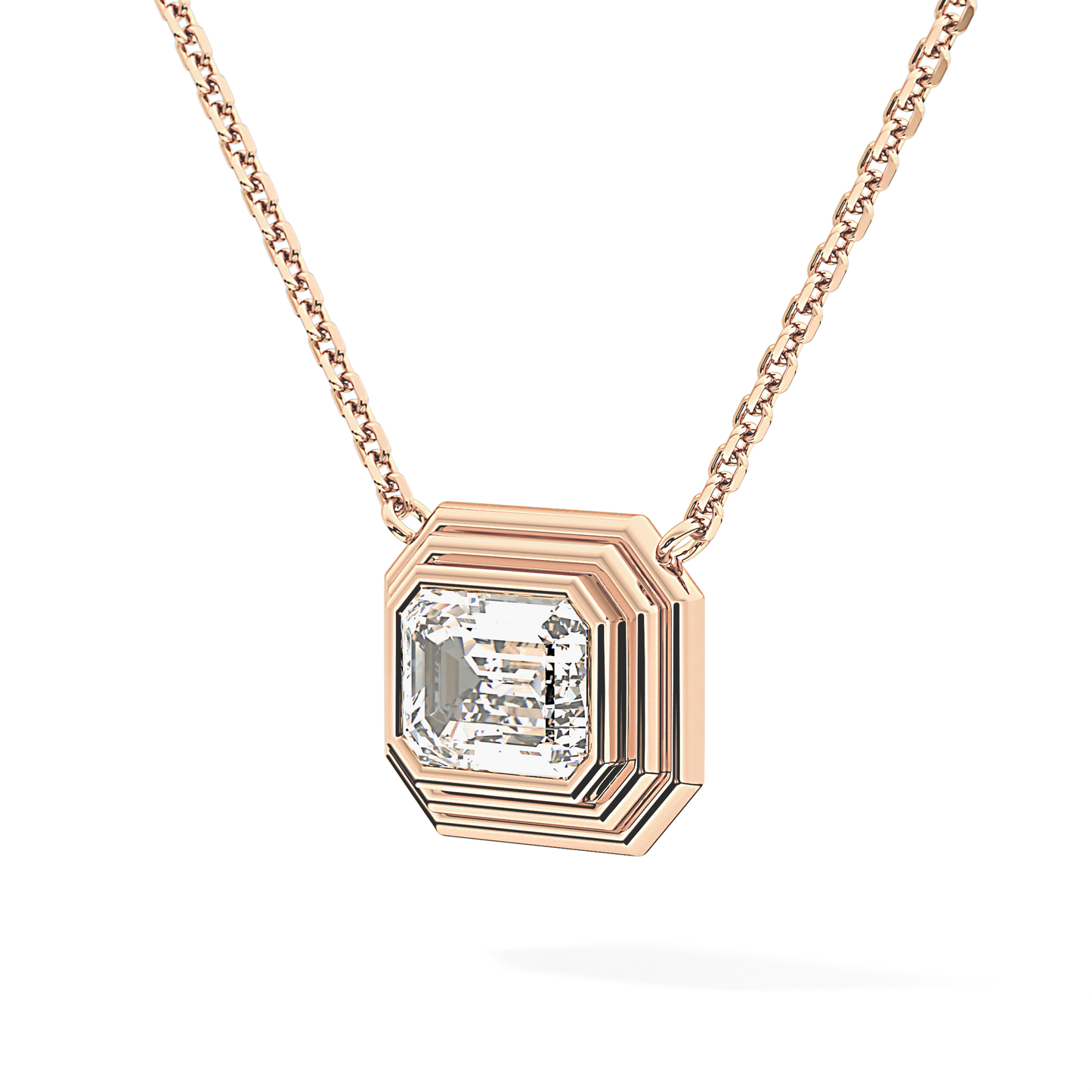 2 CT Emerald Lab-Grown Diamond Solitaire & Bezel Necklace