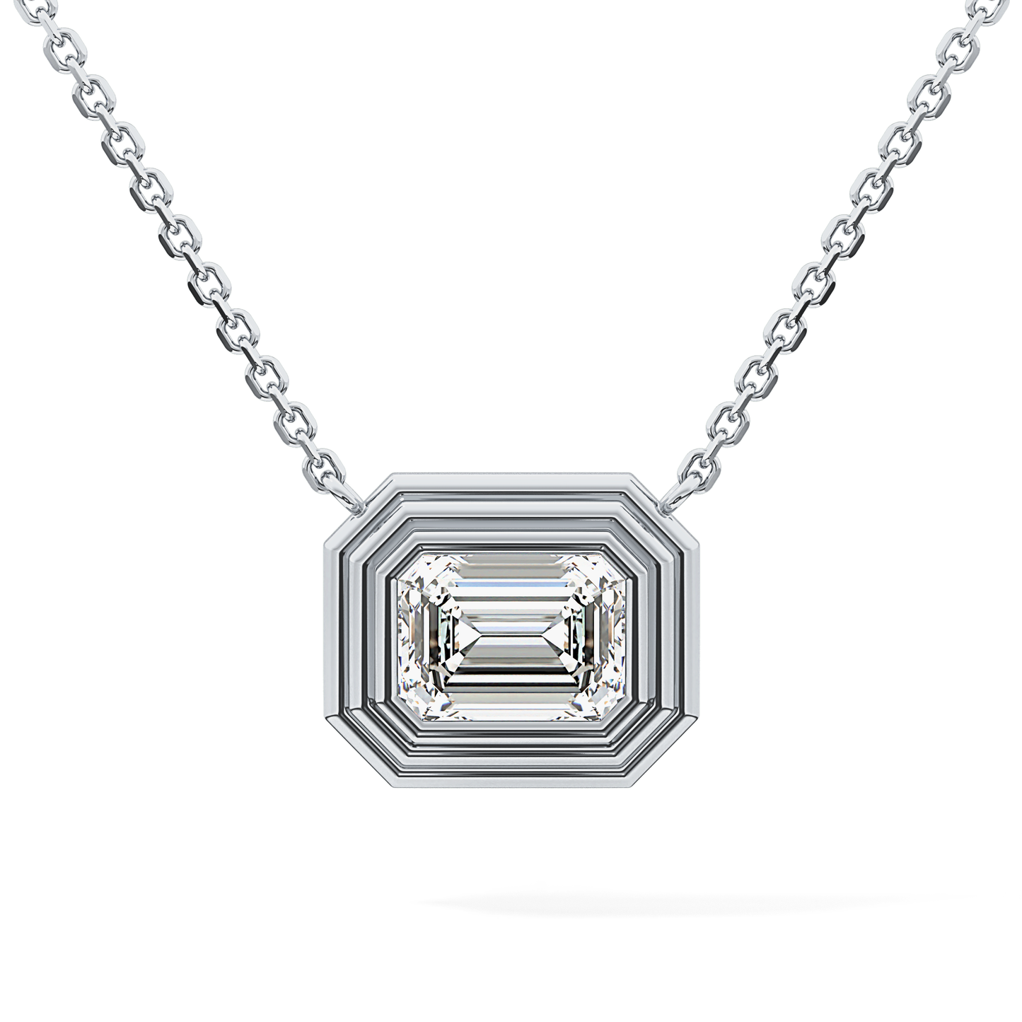 2 CT Emerald Lab-Grown Diamond Solitaire & Bezel Necklace