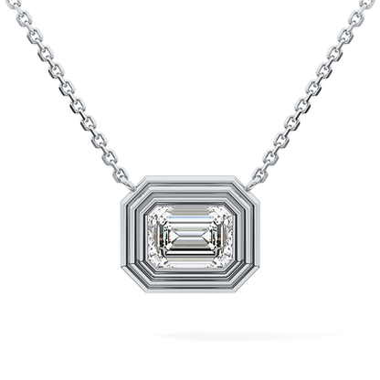 2 CT Emerald Lab-Grown Diamond Solitaire & Bezel Necklace