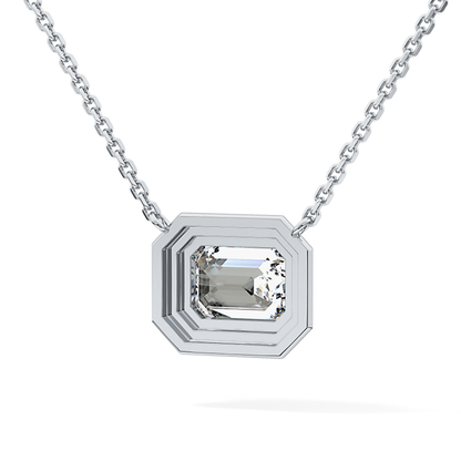 2 CT Emerald Lab-Grown Diamond Solitaire & Bezel Necklace
