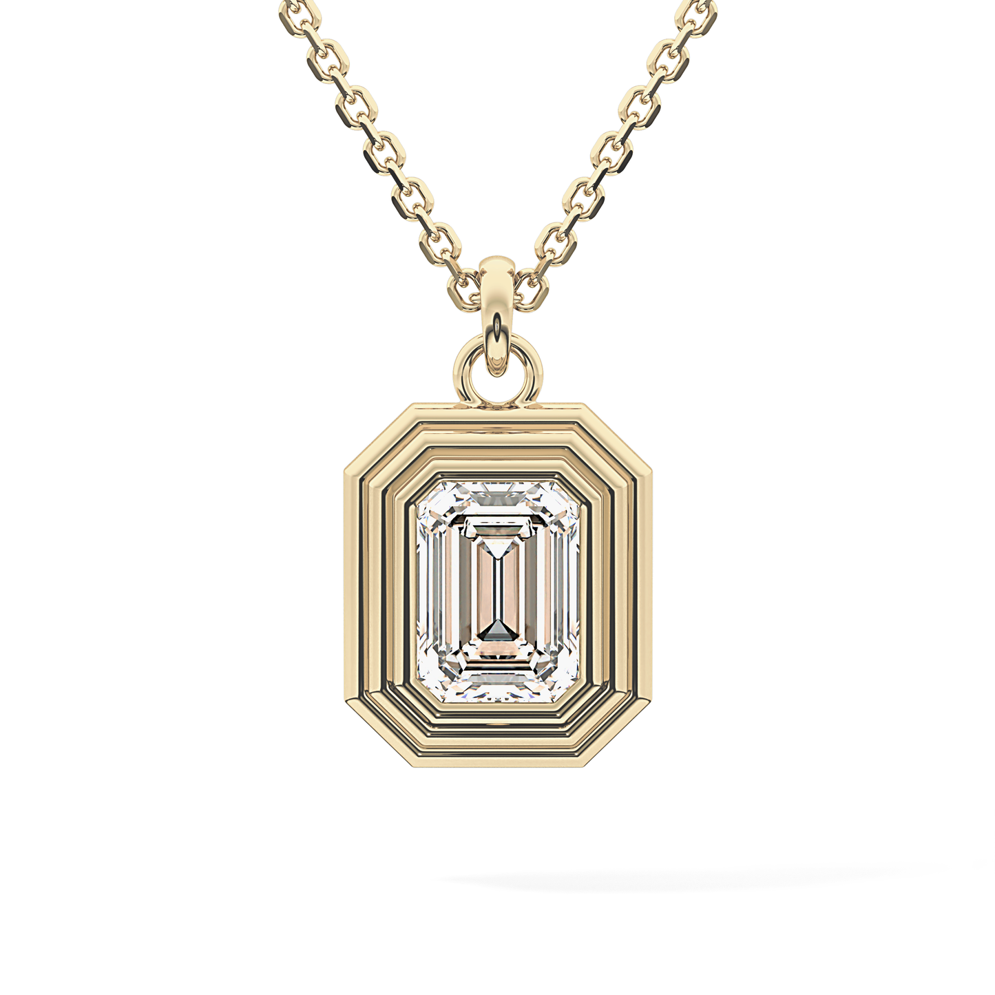 2 CT Emerald Lab-Grown Diamond Solitaire & Bezel Necklace