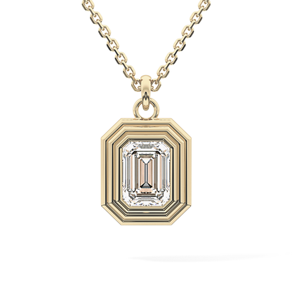 2 CT Emerald Lab-Grown Diamond Solitaire & Bezel Necklace